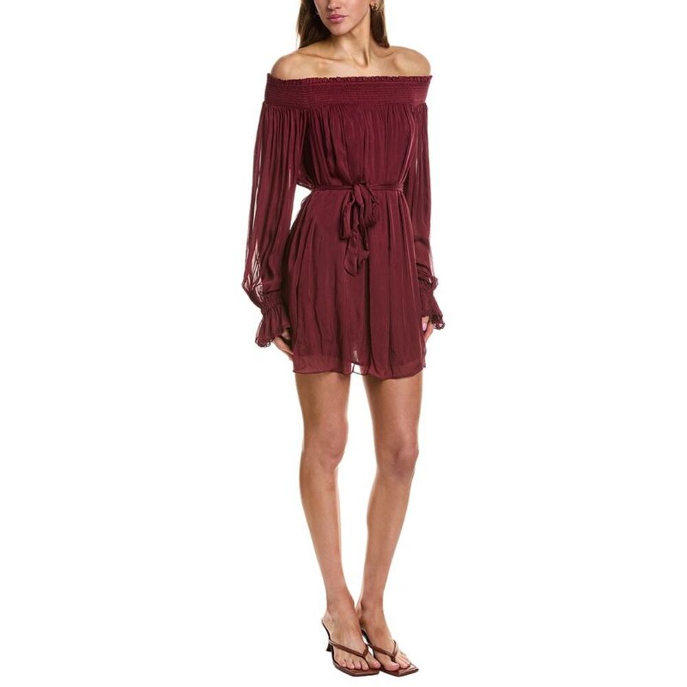 Hemant & Nandita Womens Smocked Mini Dress, Red